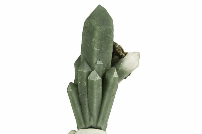 Green Hedenbergite Included Quartz Crystals - Mongolia #331879